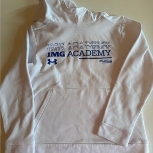 Under Armour White Hoodie with Blue IMG Academy Logo